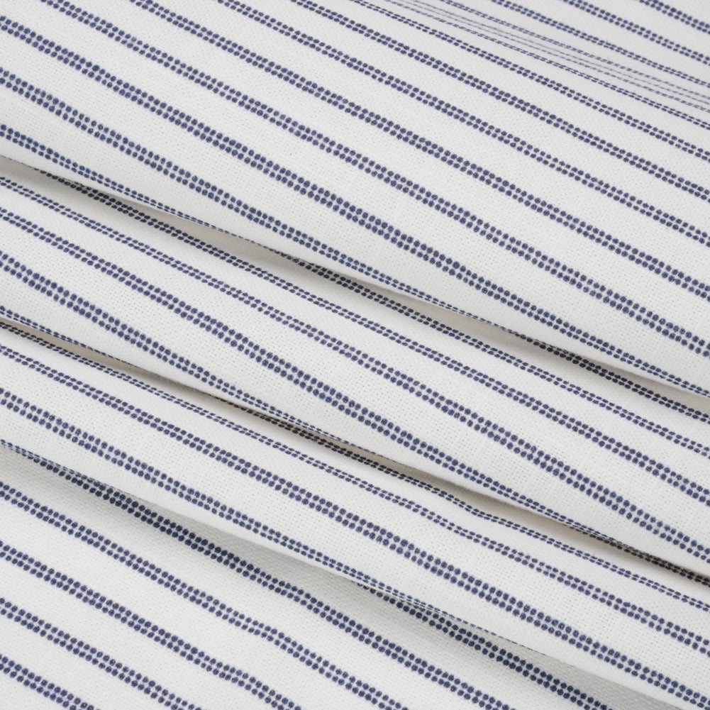 Slubbed Cotton Canvas Print - French Navy Candy Striped - British Imported Folded Slubbed Cotton Canvas Print - French Navy Candy Striped - British Imported Folded