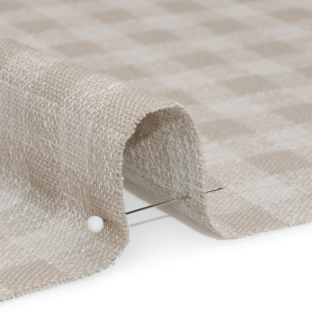 Drapery Woven - Almond Gingham - British Imported Detail Drapery Woven - Almond Gingham - British Imported Detail
