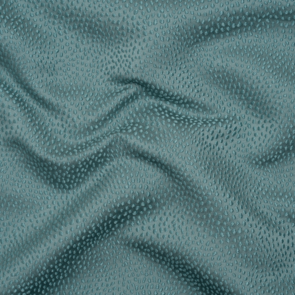 Recycled Polyester Jacquard - Teal Little All-Over Spots - British Imported Recycled Polyester Jacquard - Teal Little All-Over Spots - British Imported