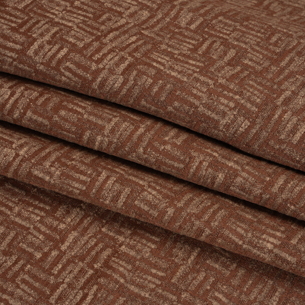 Recycled Polyester and Cotton Drapery Jacquard - Paprika Little Lines - British Imported Folded Recycled Polyester and Cotton Drapery Jacquard - Paprika Little Lines - British Imported Folded