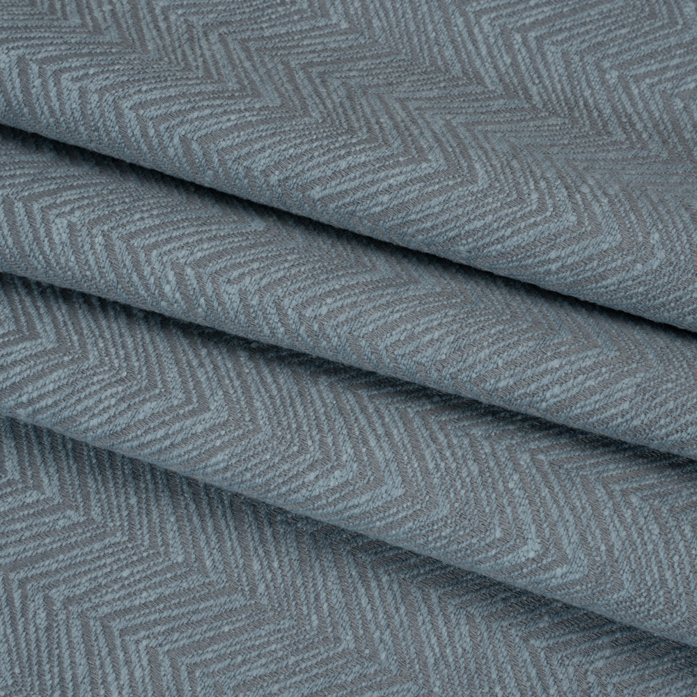 Herringbone Chevrons Recycled Polyester and Cotton Drapery Jacquard - Denim - British Imported Folded Herringbone Chevrons Recycled Polyester and Cotton Drapery Jacquard - Denim - British Imported Folded