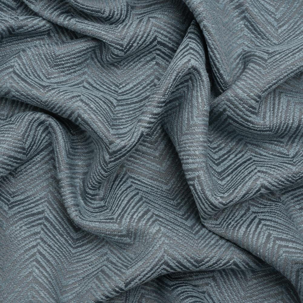 Herringbone Chevrons Recycled Polyester and Cotton Drapery Jacquard - Denim - British Imported Herringbone Chevrons Recycled Polyester and Cotton Drapery Jacquard - Denim - British Imported