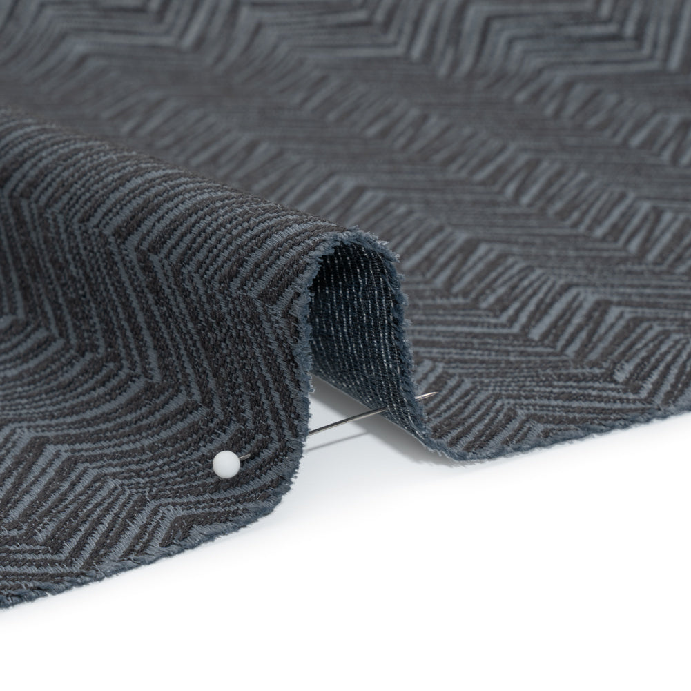 Herringbone Chevrons Recycled Polyester and Cotton Drapery Jacquard - Ink - British Imported Detail Herringbone Chevrons Recycled Polyester and Cotton Drapery Jacquard - Ink - British Imported Detail
