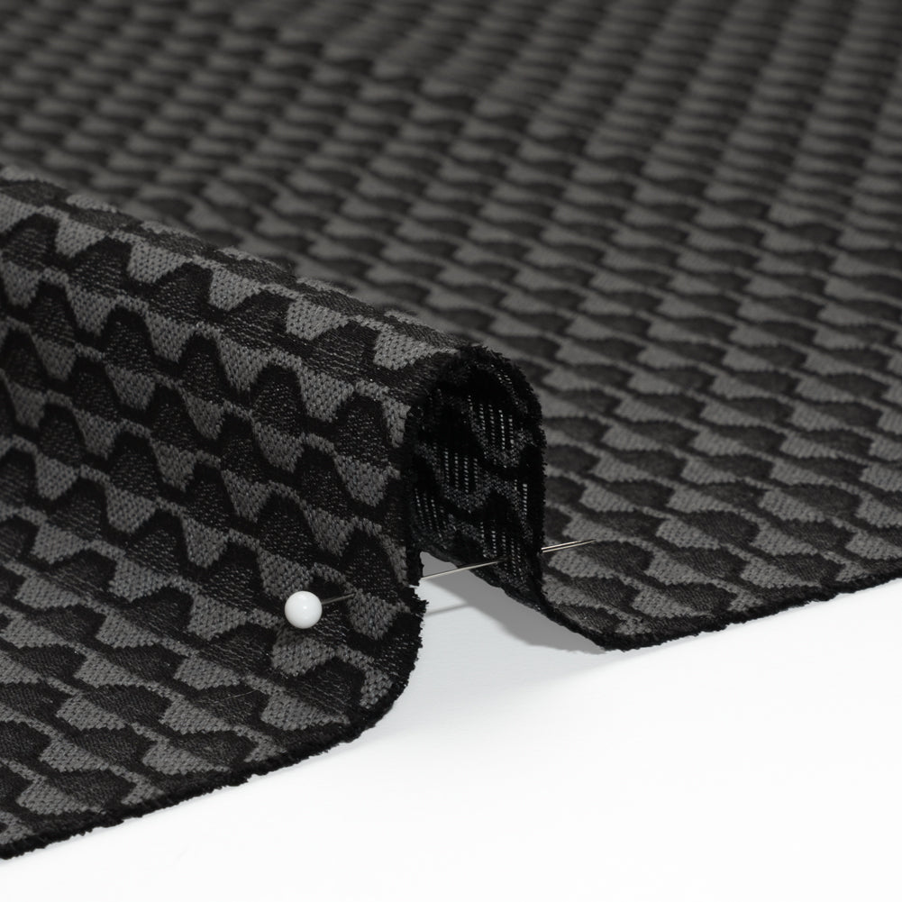 Honeycomb Stripes Recycled Polyester and Cotton Drapery Jacquard - Ink - British Imported Detail Honeycomb Stripes Recycled Polyester and Cotton Drapery Jacquard - Ink - British Imported Detail