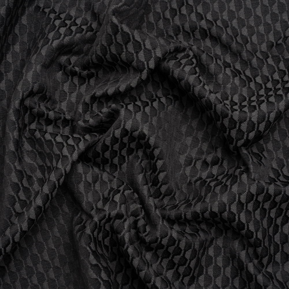 Honeycomb Stripes Recycled Polyester and Cotton Drapery Jacquard - Ink - British Imported Honeycomb Stripes Recycled Polyester and Cotton Drapery Jacquard - Ink - British Imported