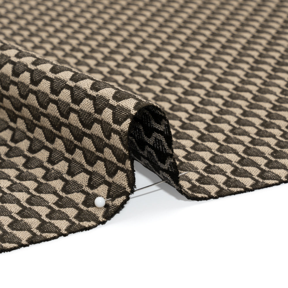 Honeycomb Stripes Recycled Polyester and Cotton Drapery Jacquard - Noir - British Imported Detail Honeycomb Stripes Recycled Polyester and Cotton Drapery Jacquard - Noir - British Imported Detail