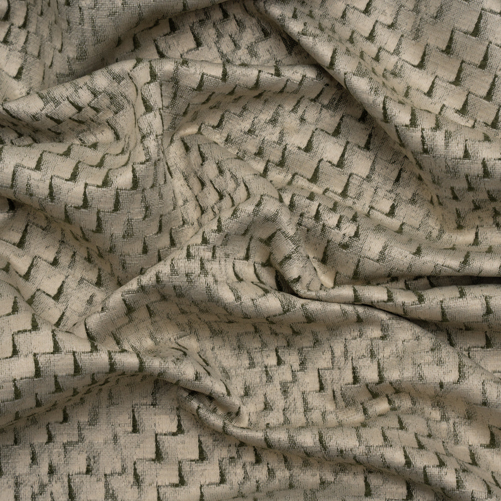 Stairstep Zig Zags Recycled Polyester and Cotton Drapery Jacquard - Spruce - British Imported Stairstep Zig Zags Recycled Polyester and Cotton Drapery Jacquard - Spruce - British Imported