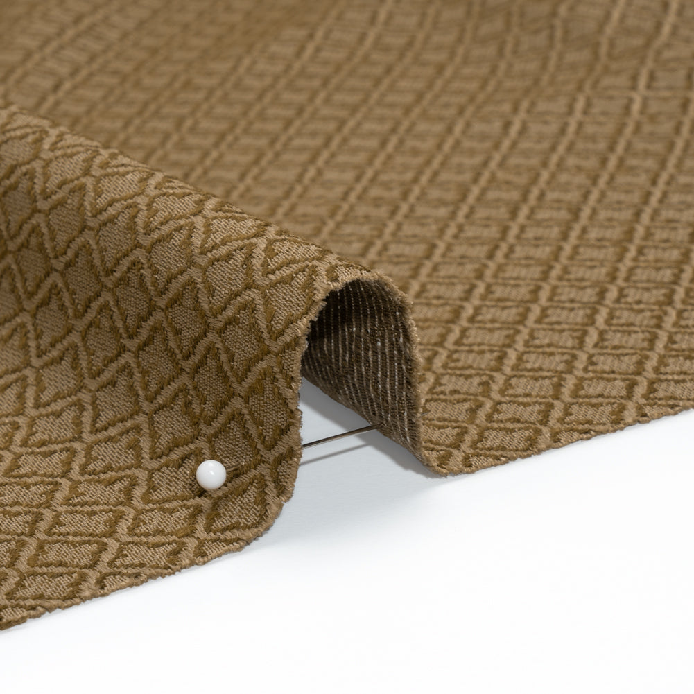 Diamond Tiles Recycled Polyester and Cotton Drapery Jacquard - Brass - British Imported Detail Diamond Tiles Recycled Polyester and Cotton Drapery Jacquard - Brass - British Imported Detail