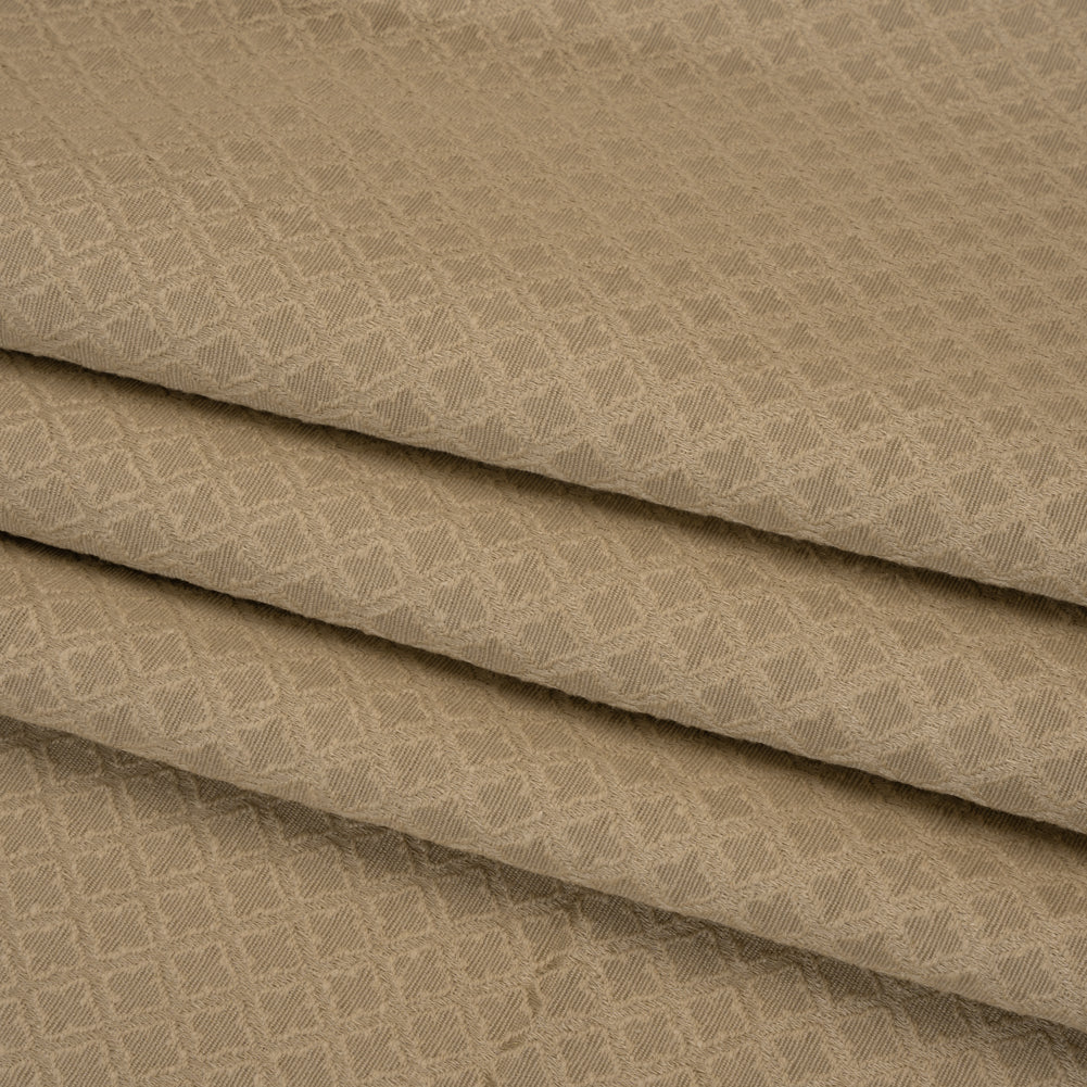 Diamond Tiles Recycled Polyester and Cotton Drapery Jacquard - Putty - British Imported Folded Diamond Tiles Recycled Polyester and Cotton Drapery Jacquard - Putty - British Imported Folded