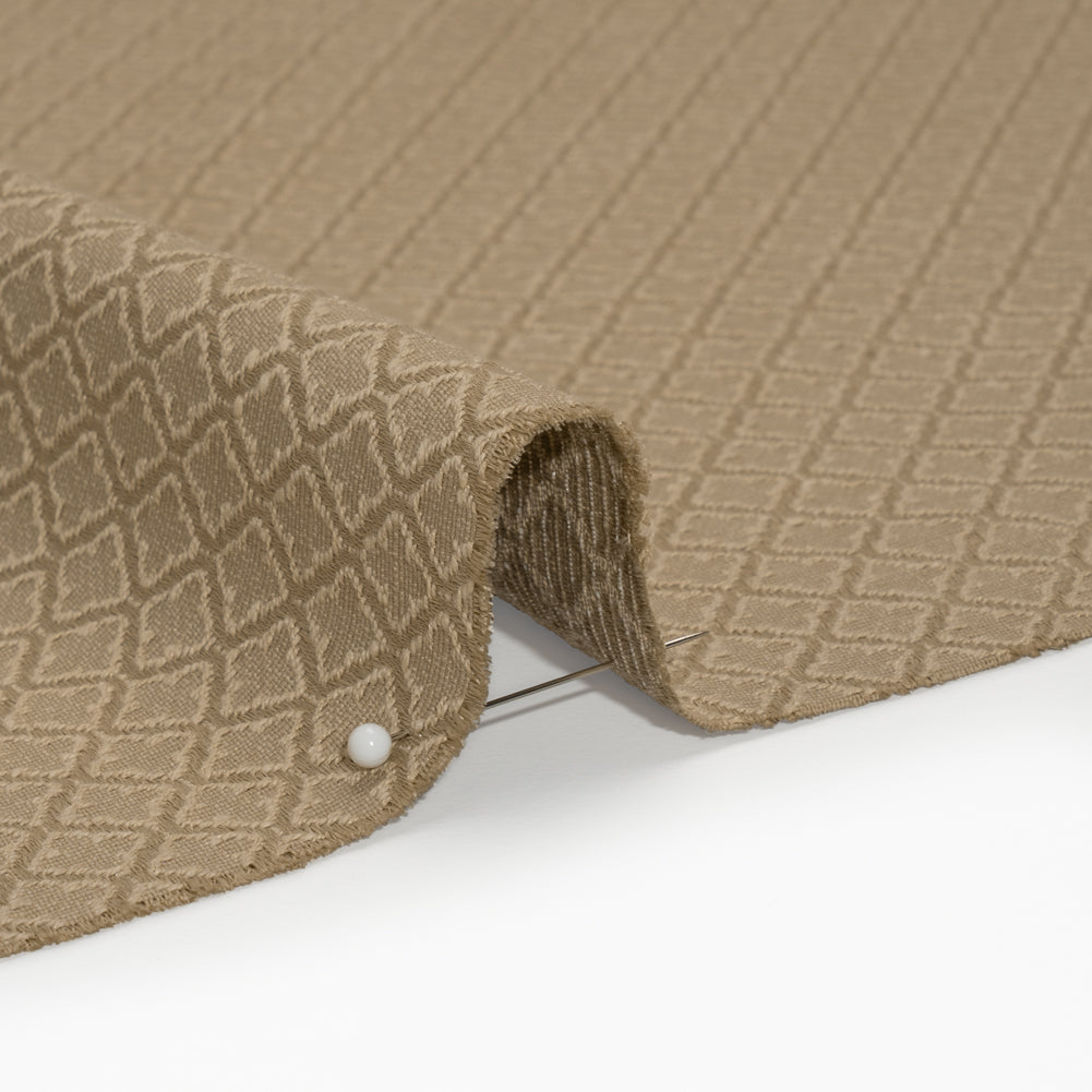 Diamond Tiles Recycled Polyester and Cotton Drapery Jacquard - Putty - British Imported Detail Diamond Tiles Recycled Polyester and Cotton Drapery Jacquard - Putty - British Imported Detail