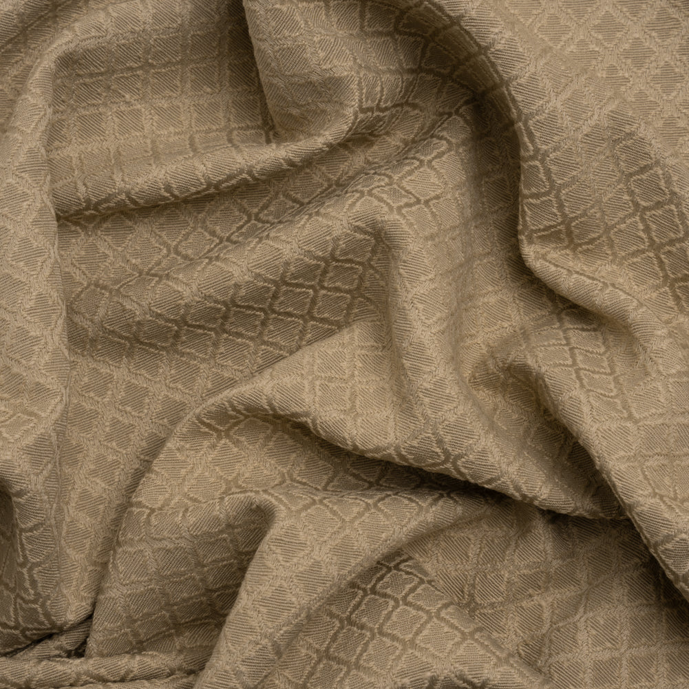Diamond Tiles Recycled Polyester and Cotton Drapery Jacquard - Putty - British Imported Diamond Tiles Recycled Polyester and Cotton Drapery Jacquard - Putty - British Imported