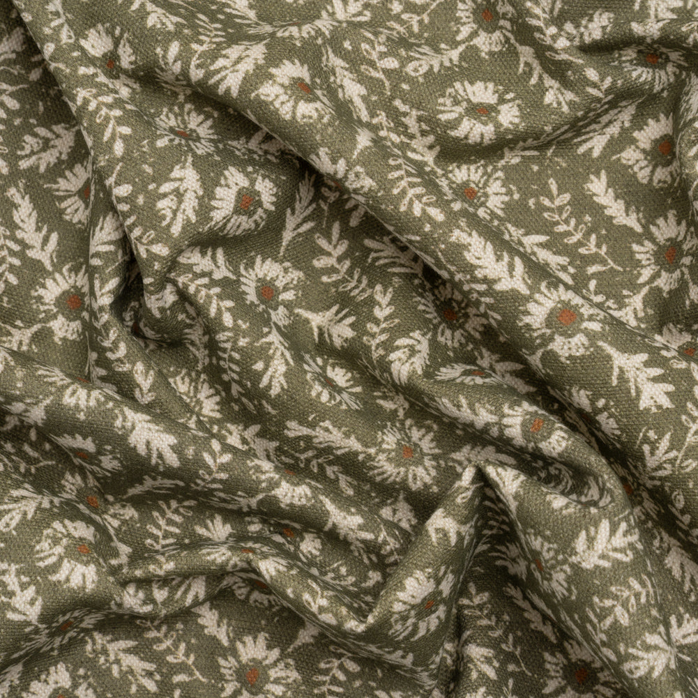 Brushed Cotton and Linen Canvas - Oregano Flowers and Leaves - Flowers and Leaves British Imported Brushed Cotton and Linen Canvas - Oregano Flowers and Leaves - Flowers and Leaves British Imported