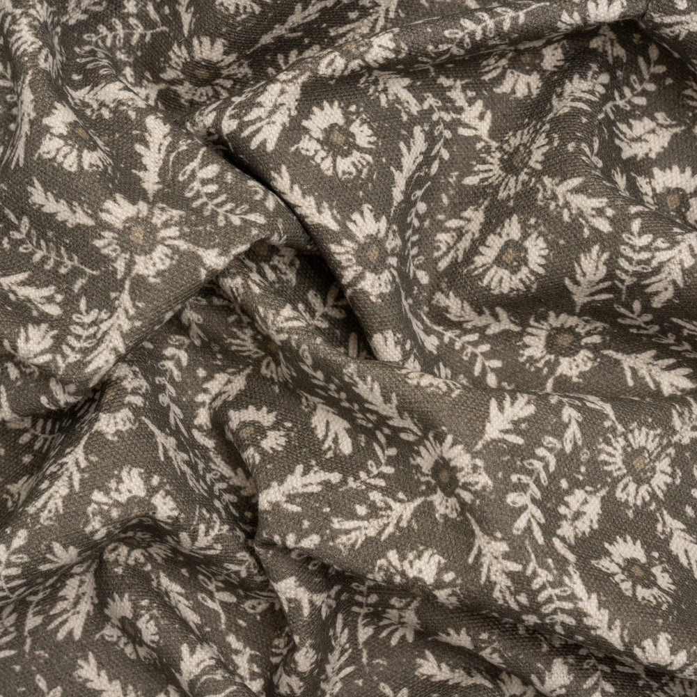 Brushed Cotton and Linen Canvas - Truffle Flowers and Leaves - Flowers and Leaves British Imported Brushed Cotton and Linen Canvas - Truffle Flowers and Leaves - Flowers and Leaves British Imported