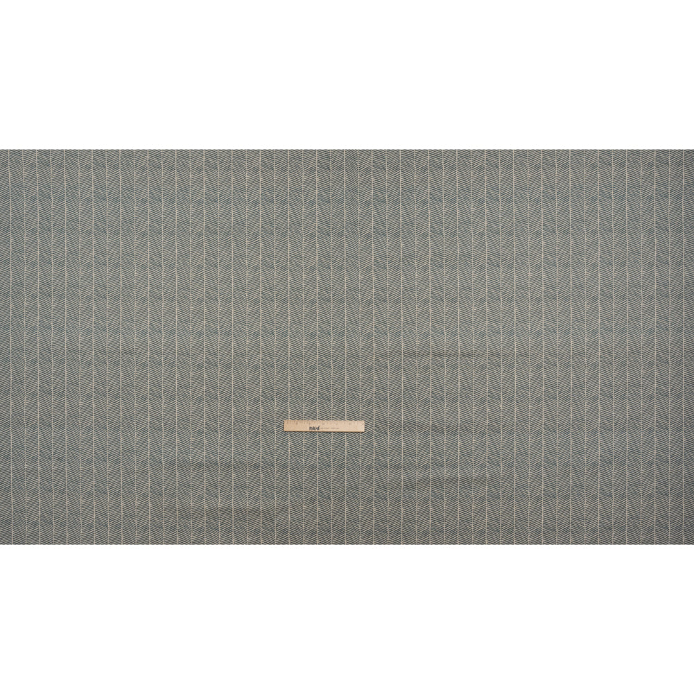 Brushed Cotton and Linen Canvas - Indigo Painterly Herringbone - British Imported Full Brushed Cotton and Linen Canvas - Indigo Painterly Herringbone - British Imported Full