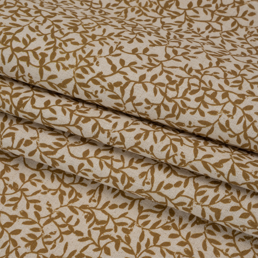 Brushed Cotton and Linen Canvas - Cider Little Vines - British Imported Folded Brushed Cotton and Linen Canvas - Cider Little Vines - British Imported Folded