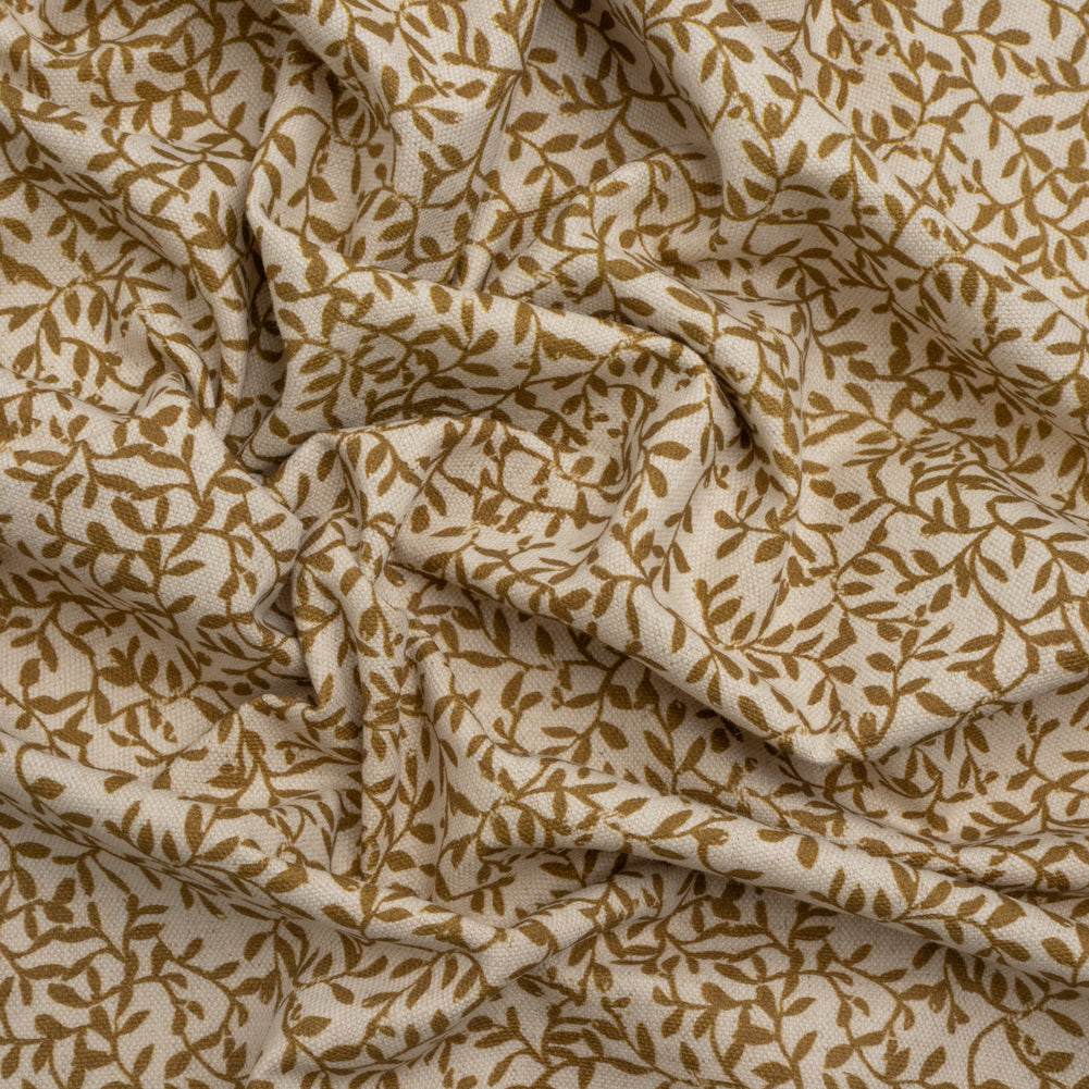Brushed Cotton and Linen Canvas - Cider Little Vines - British Imported Brushed Cotton and Linen Canvas - Cider Little Vines - British Imported