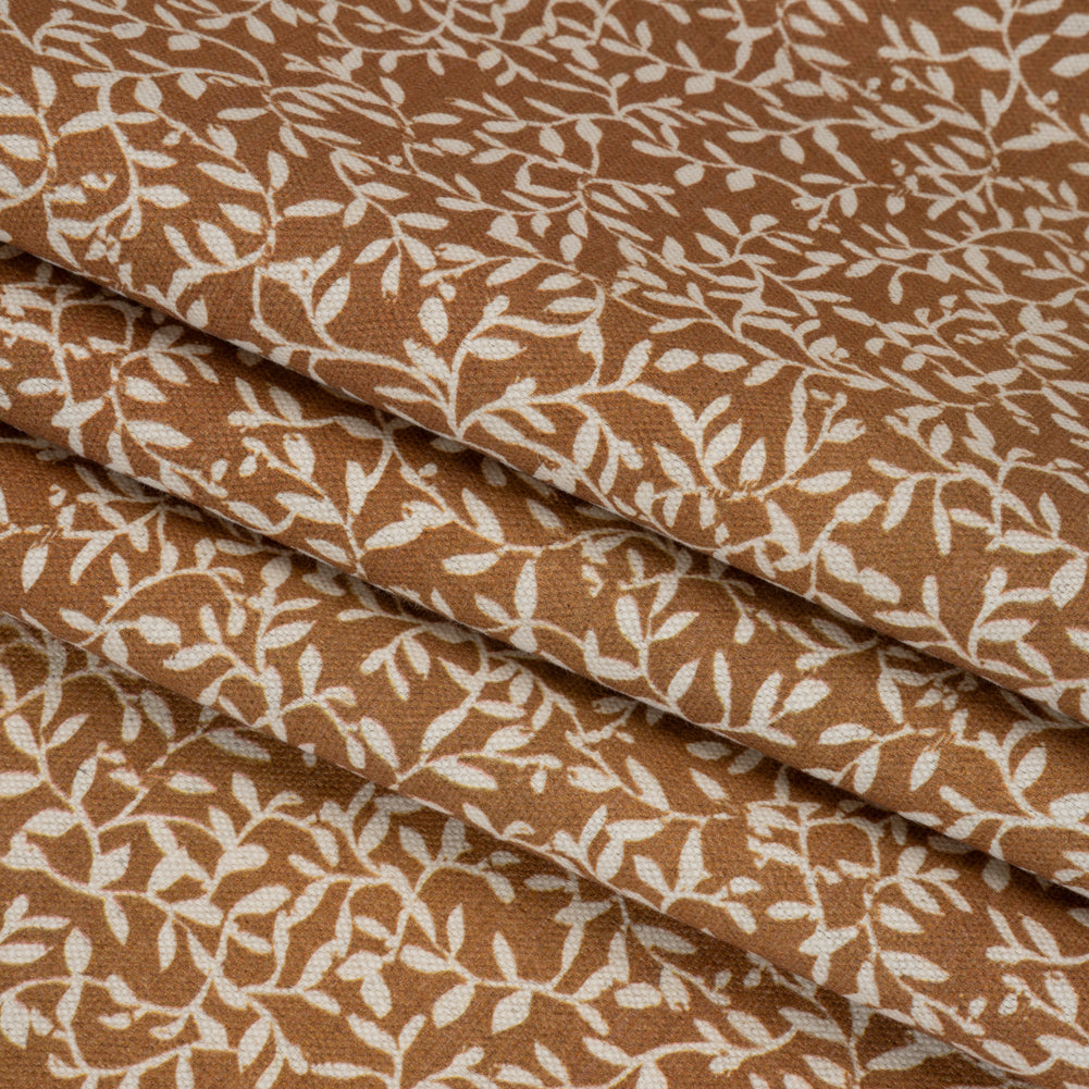 Brushed Cotton and Linen Canvas - Spice Little Vines - British Imported Folded Brushed Cotton and Linen Canvas - Spice Little Vines - British Imported Folded