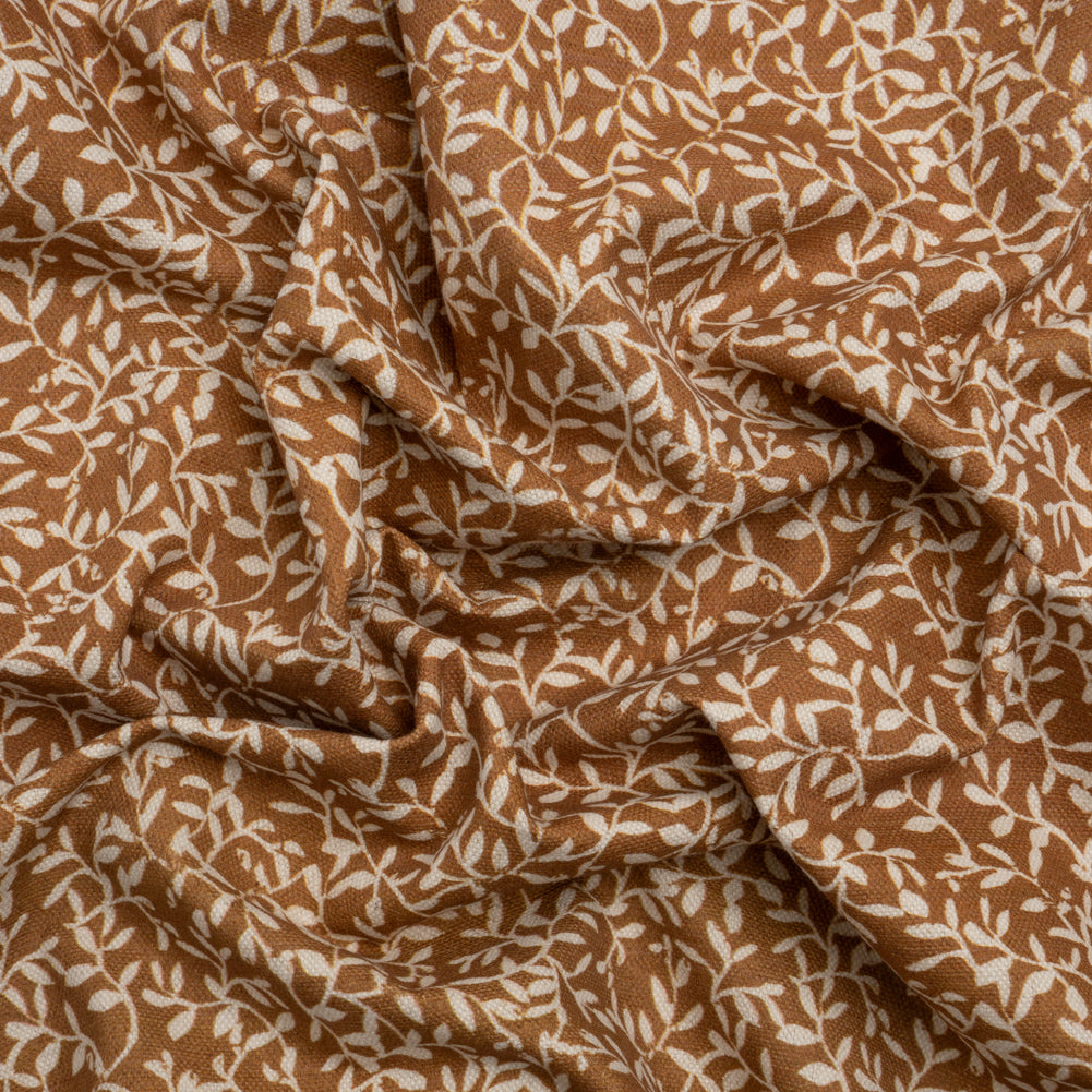 Brushed Cotton and Linen Canvas - Spice Little Vines - British Imported Brushed Cotton and Linen Canvas - Spice Little Vines - British Imported