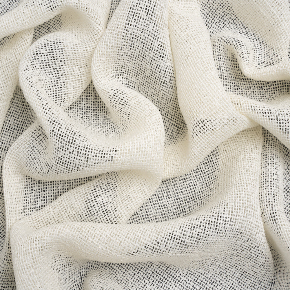 Boucle Burlap-Like Sheer Drapery Woven 118" - Ivory - British Imported Boucle Burlap-Like Sheer Drapery Woven 118" - Ivory - British Imported