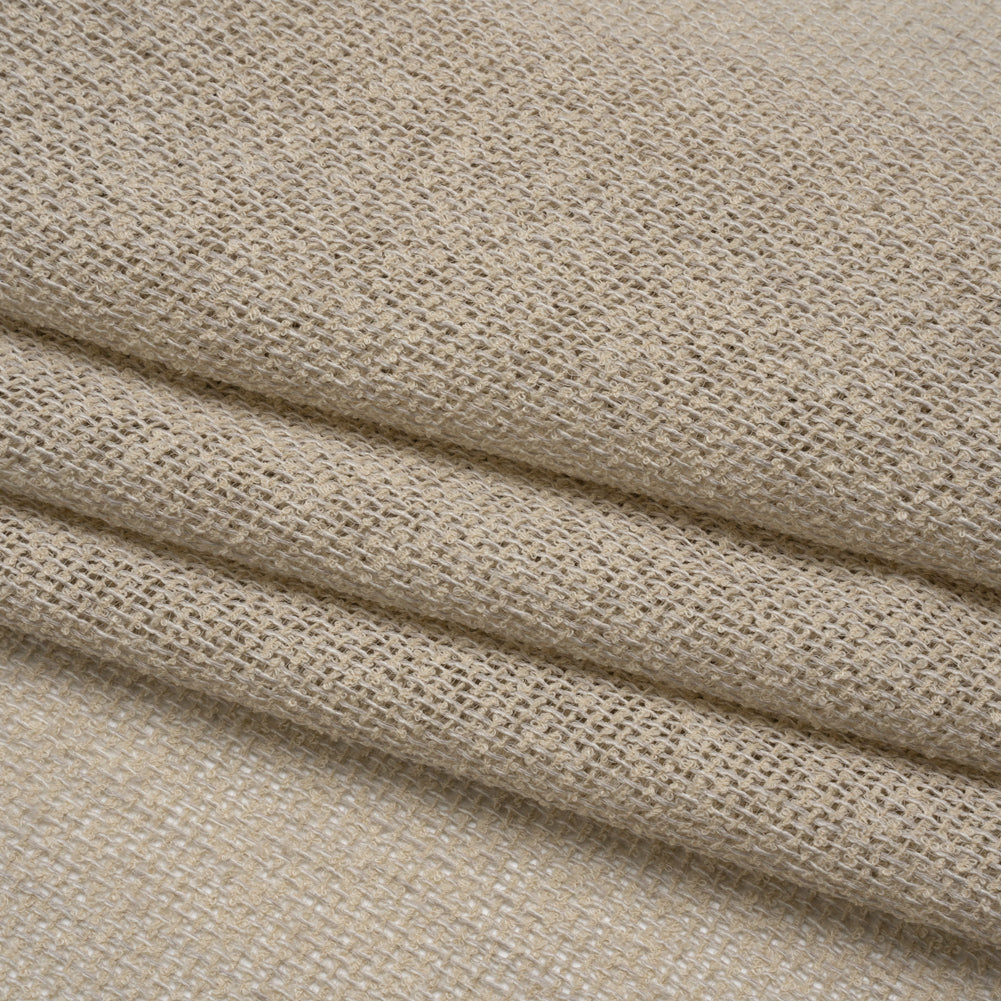 Boucle Burlap-Like Sheer Drapery Woven 118" - Putty - British Imported Folded Boucle Burlap-Like Sheer Drapery Woven 118" - Putty - British Imported Folded