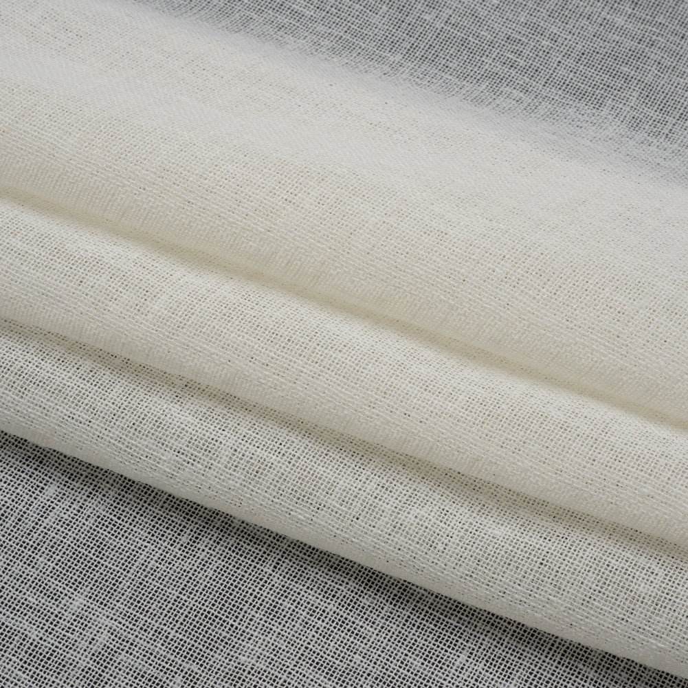 Linen Look Recycled Polyester Drapery Sheers Woven 118" - Chalk - British Imported Folded Linen Look Recycled Polyester Drapery Sheers Woven 118" - Chalk - British Imported Folded