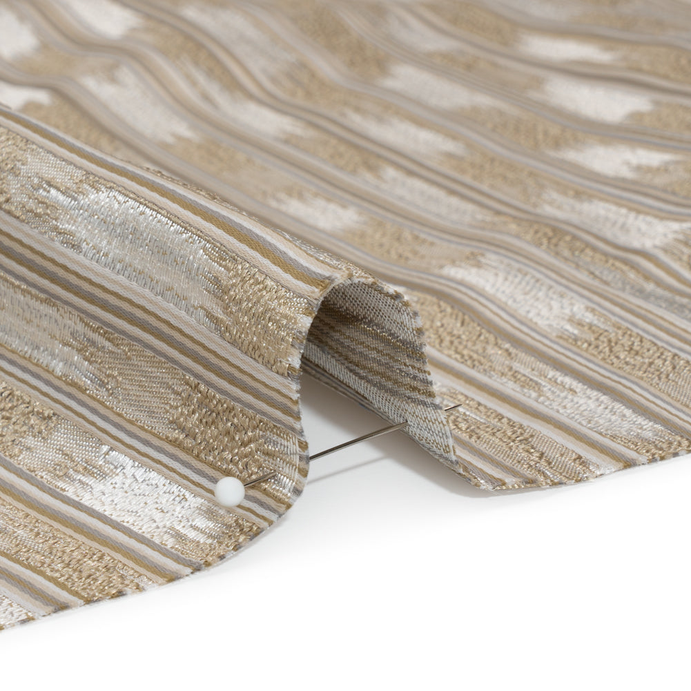 Recycled Polyester Drapery Jacquard - Flax Streaking Stripes - British Imported Detail Recycled Polyester Drapery Jacquard - Flax Streaking Stripes - British Imported Detail