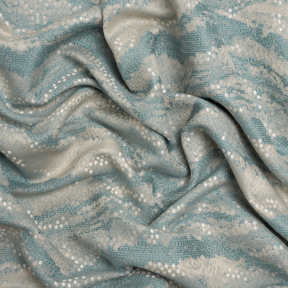Recycled Polyester Jacquard - Seafoam Landscape Spots - British Imported Recycled Polyester Jacquard - Seafoam Landscape Spots - British Imported