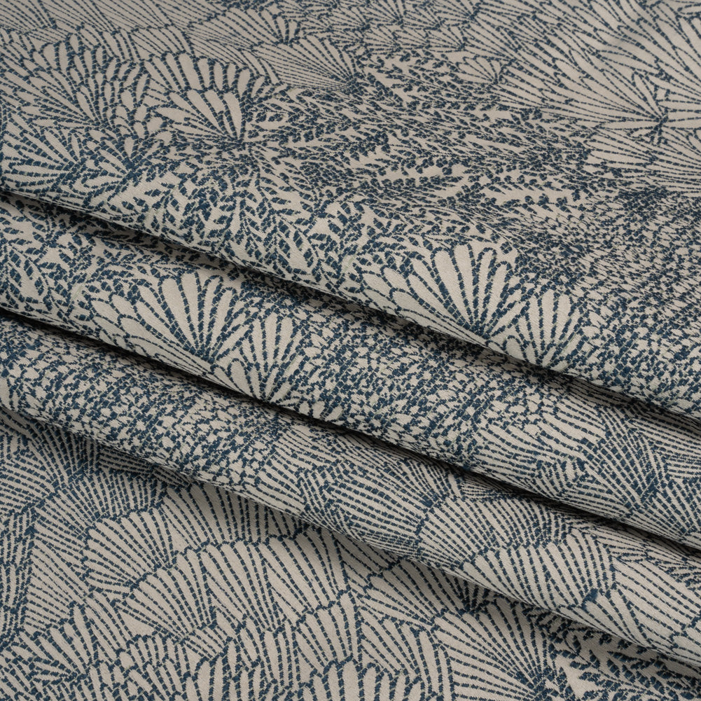 Recycled Polyester Jacquard - Indigo Lush Garden - British Imported Folded Recycled Polyester Jacquard - Indigo Lush Garden - British Imported Folded