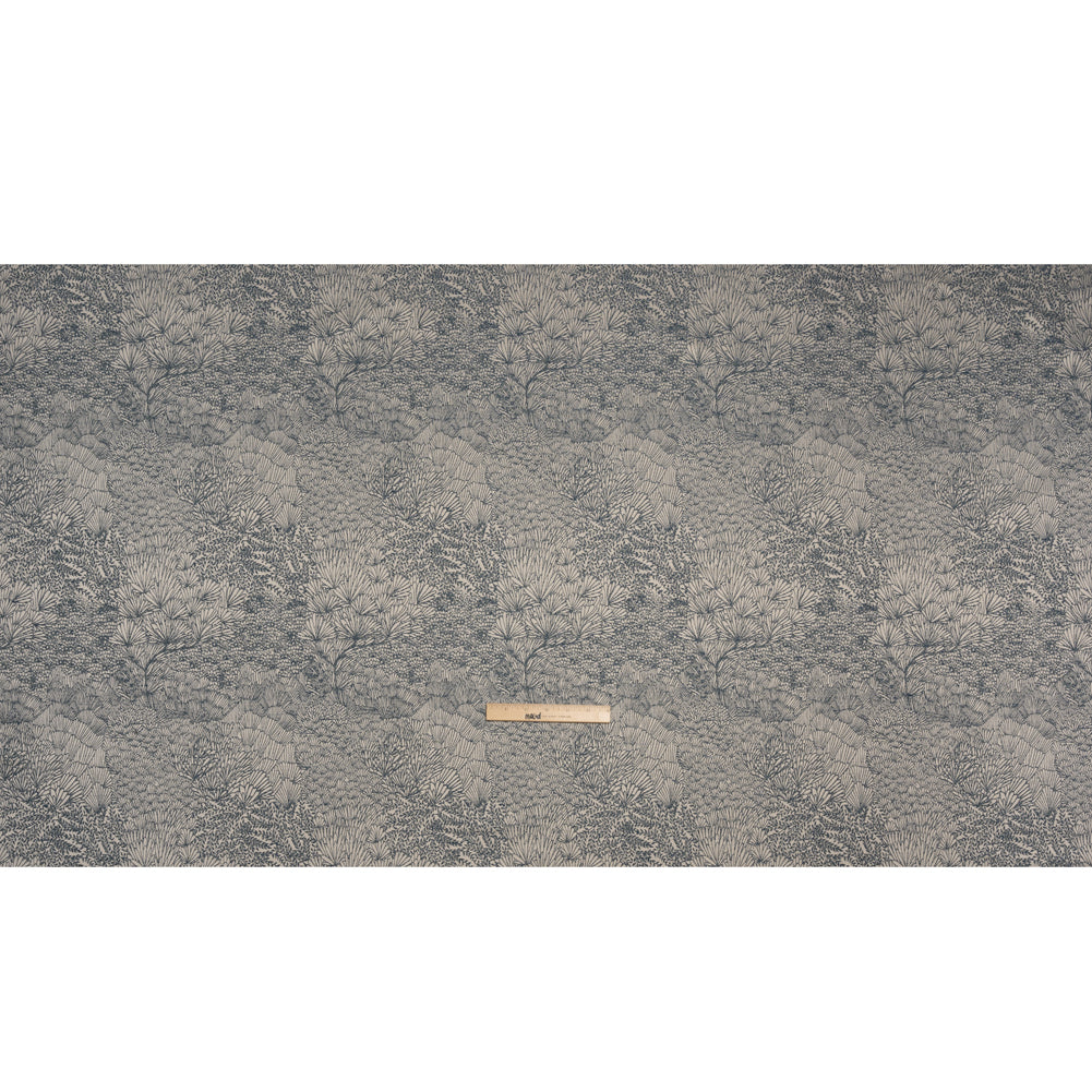 Recycled Polyester Jacquard - Indigo Lush Garden - British Imported Full Recycled Polyester Jacquard - Indigo Lush Garden - British Imported Full