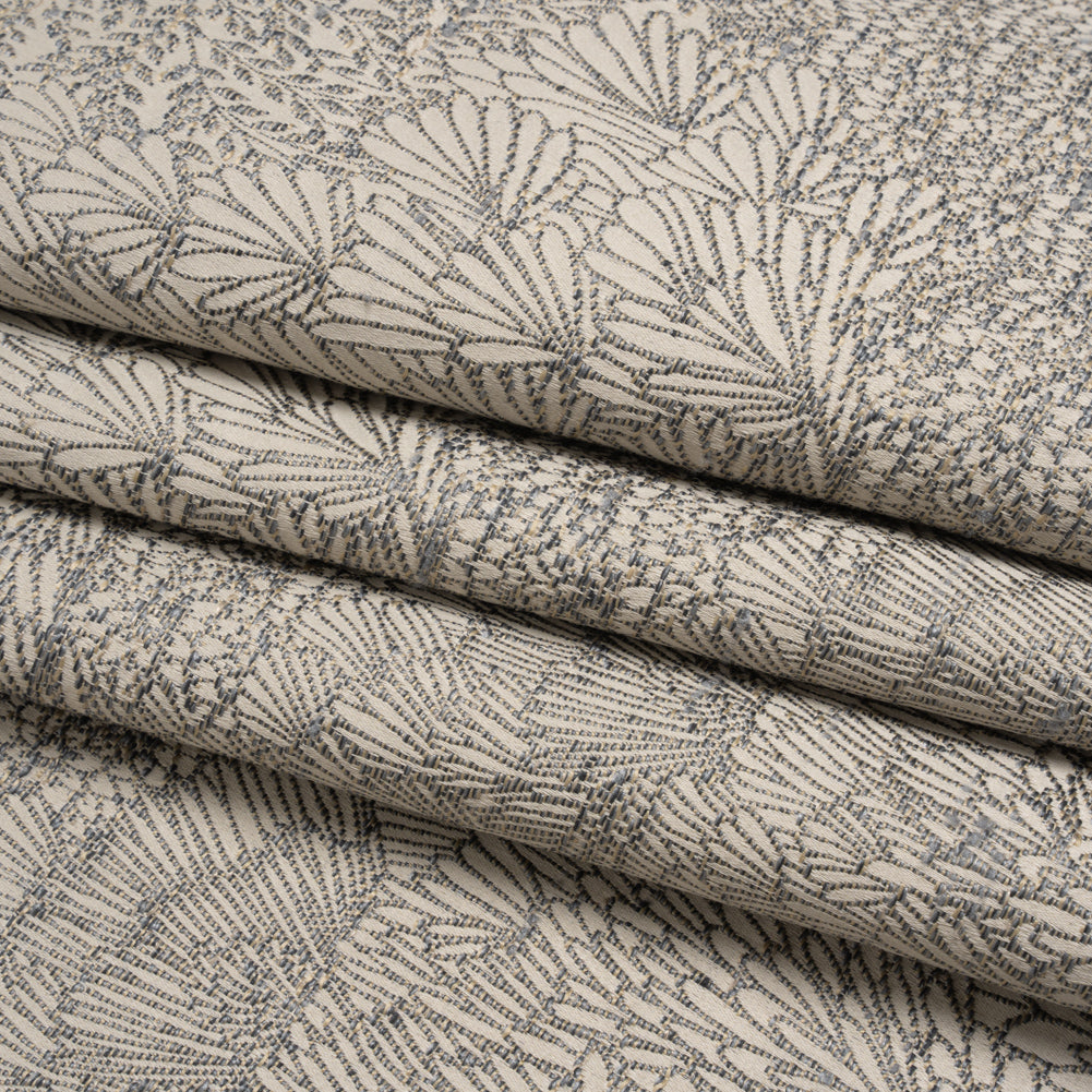 Recycled Polyester Jacquard - Slate Lush Garden - British Imported Folded Recycled Polyester Jacquard - Slate Lush Garden - British Imported Folded