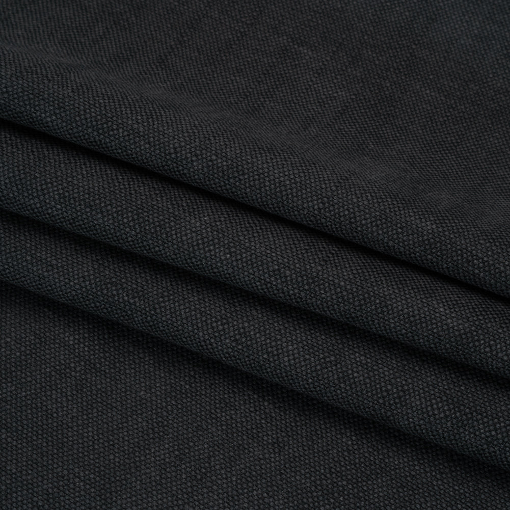 Linen Look Recycled Polyester and Cotton Woven - Raven - British Imported - Folded Linen Look Recycled Polyester and Cotton Woven - Raven - British Imported - Folded