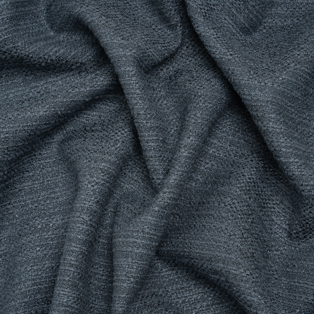Textured Recycled Polyester Woven - Denim Boucle Stripes - British Imported Textured Recycled Polyester Woven - Denim Boucle Stripes - British Imported