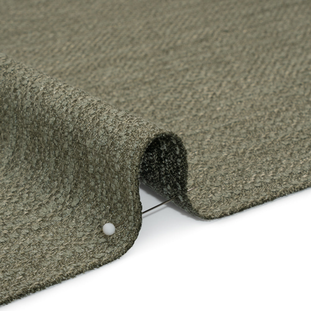Textured Recycled Polyester Woven - Eucalyptus Boucle Stripes - British Imported - Detail Textured Recycled Polyester Woven - Eucalyptus Boucle Stripes - British Imported - Detail