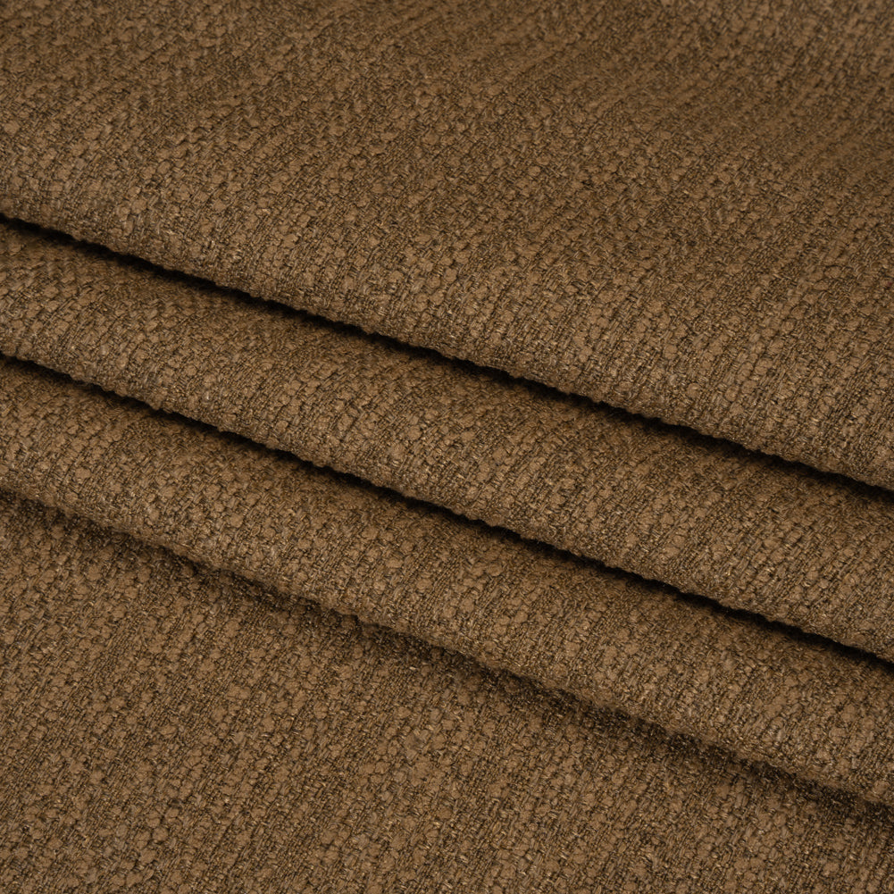 Textured Recycled Polyester Woven - Pecan Boucle Stripes - British Imported - Folded Textured Recycled Polyester Woven - Pecan Boucle Stripes - British Imported - Folded