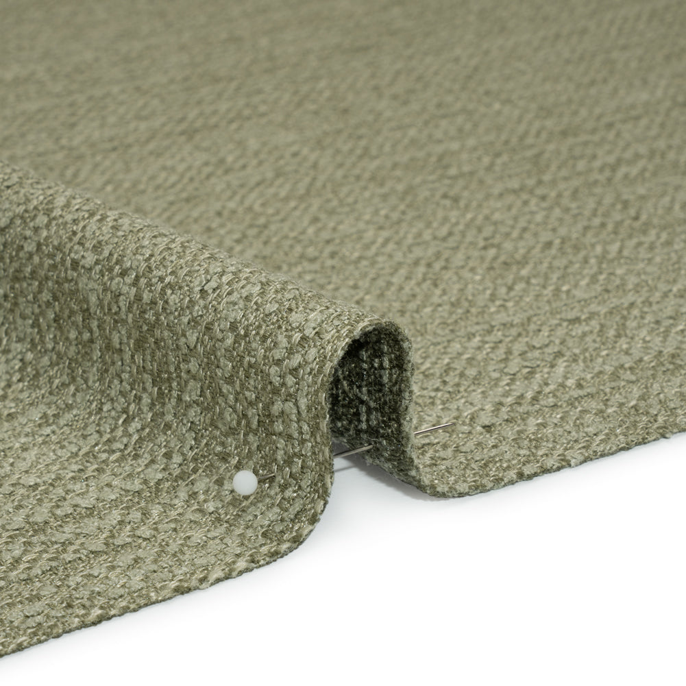 Textured Recycled Polyester Woven - Pistachio Boucle Stripes - British Imported - Detail Textured Recycled Polyester Woven - Pistachio Boucle Stripes - British Imported - Detail