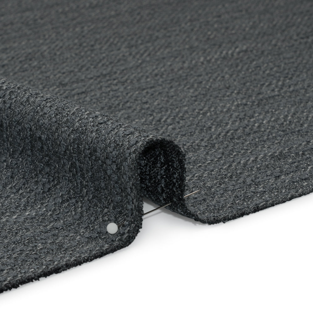 Textured Recycled Polyester Woven - Slate Boucle Stripes - British Imported - Detail Textured Recycled Polyester Woven - Slate Boucle Stripes - British Imported - Detail