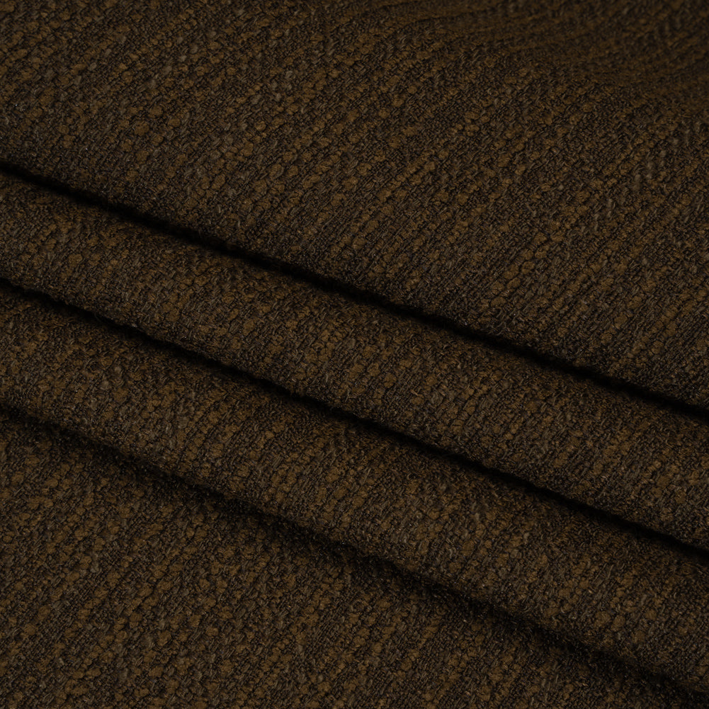Textured Recycled Polyester Woven - Walnut Boucle Stripes - British Imported - Folded Textured Recycled Polyester Woven - Walnut Boucle Stripes - British Imported - Folded