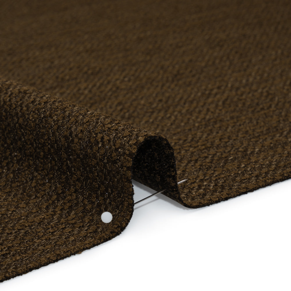 Textured Recycled Polyester Woven - Walnut Boucle Stripes - British Imported - Detail Textured Recycled Polyester Woven - Walnut Boucle Stripes - British Imported - Detail