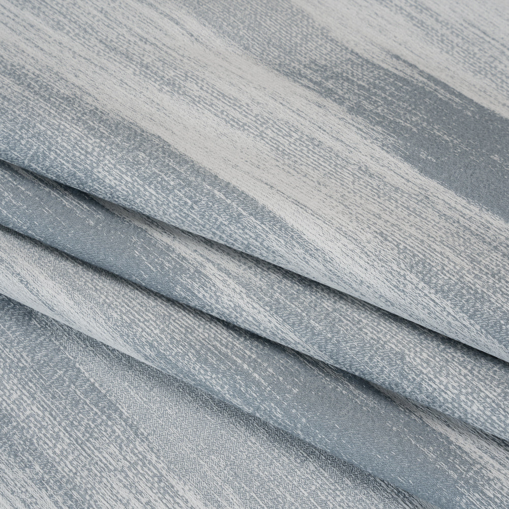 Recycled Polyester Jacquard - Denim Brushstroke Striations - British Imported - Folded Recycled Polyester Jacquard - Denim Brushstroke Striations - British Imported - Folded