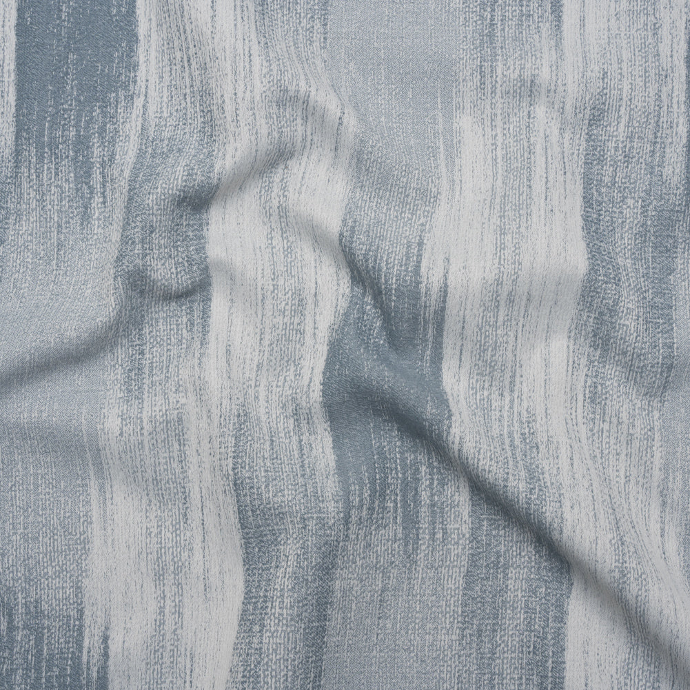 Recycled Polyester Jacquard - Denim Brushstroke Striations - British Imported Recycled Polyester Jacquard - Denim Brushstroke Striations - British Imported