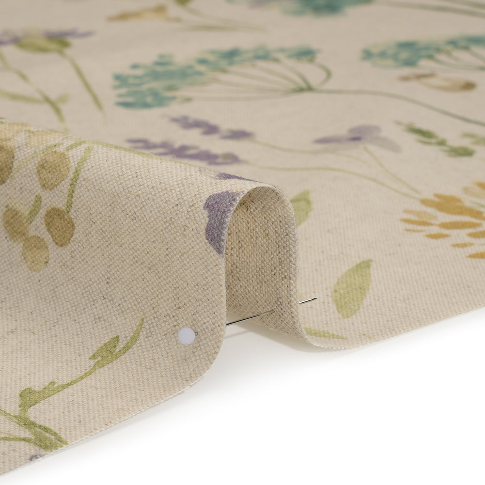 Printed Cotton Canvas - Heather Watercolor Floral Stems - British Imported - Detail Printed Cotton Canvas - Heather Watercolor Floral Stems - British Imported - Detail
