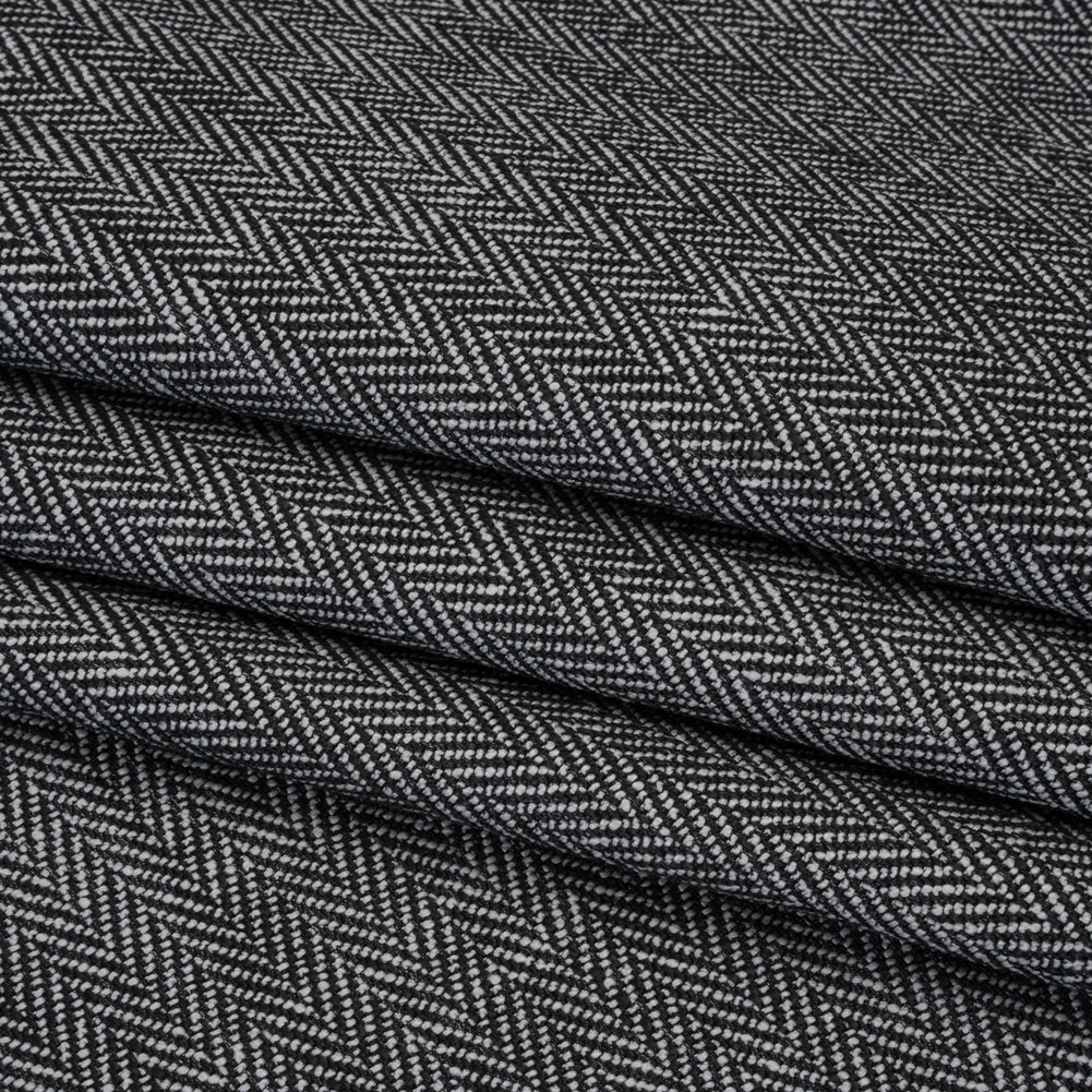 Recycled Polyester Home Decor Twill - Ebony Herringbone - British Imported - Folded Recycled Polyester Home Decor Twill - Ebony Herringbone - British Imported - Folded