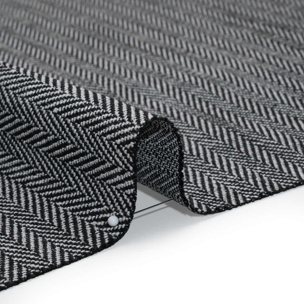 Recycled Polyester Home Decor Twill - Ebony Herringbone - British Imported - Detail Recycled Polyester Home Decor Twill - Ebony Herringbone - British Imported - Detail