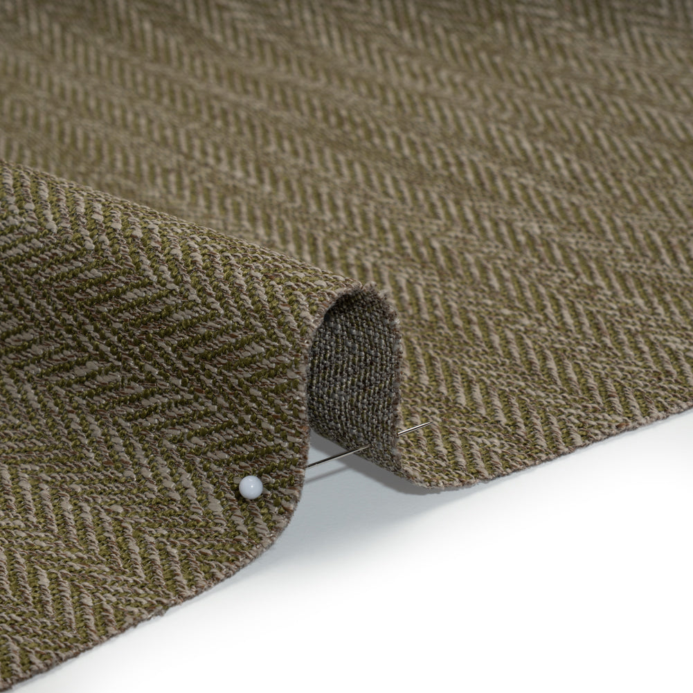 Recycled Polyester Home Decor Twill - Moss Herringbone - British Imported - Detail Recycled Polyester Home Decor Twill - Moss Herringbone - British Imported - Detail