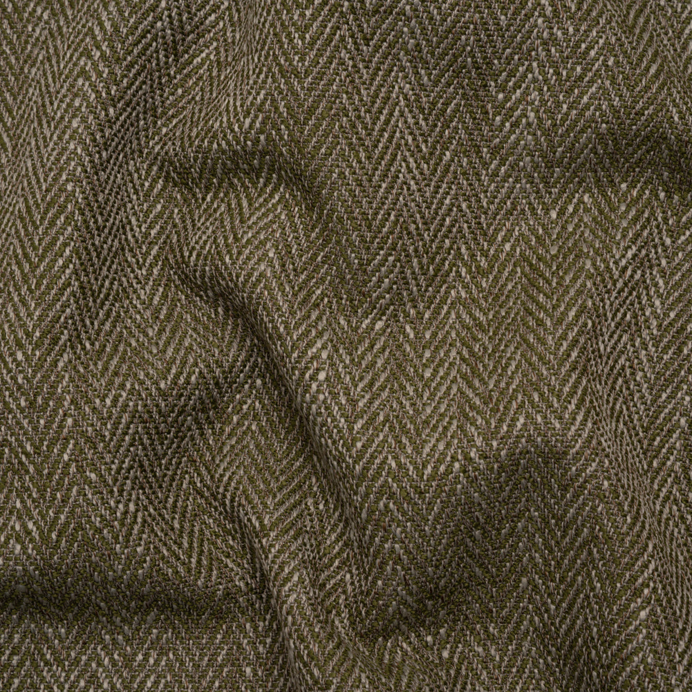 Recycled Polyester Home Decor Twill - Moss Herringbone - British Imported Recycled Polyester Home Decor Twill - Moss Herringbone - British Imported
