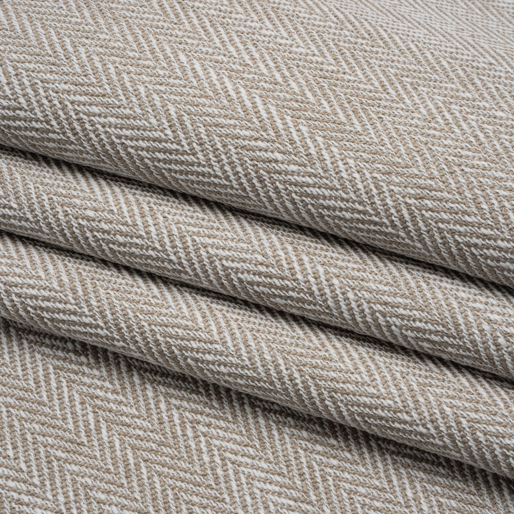 Recycled Polyester Home Decor Twill - Mushroom Herringbone - British Imported - Folded Recycled Polyester Home Decor Twill - Mushroom Herringbone - British Imported - Folded