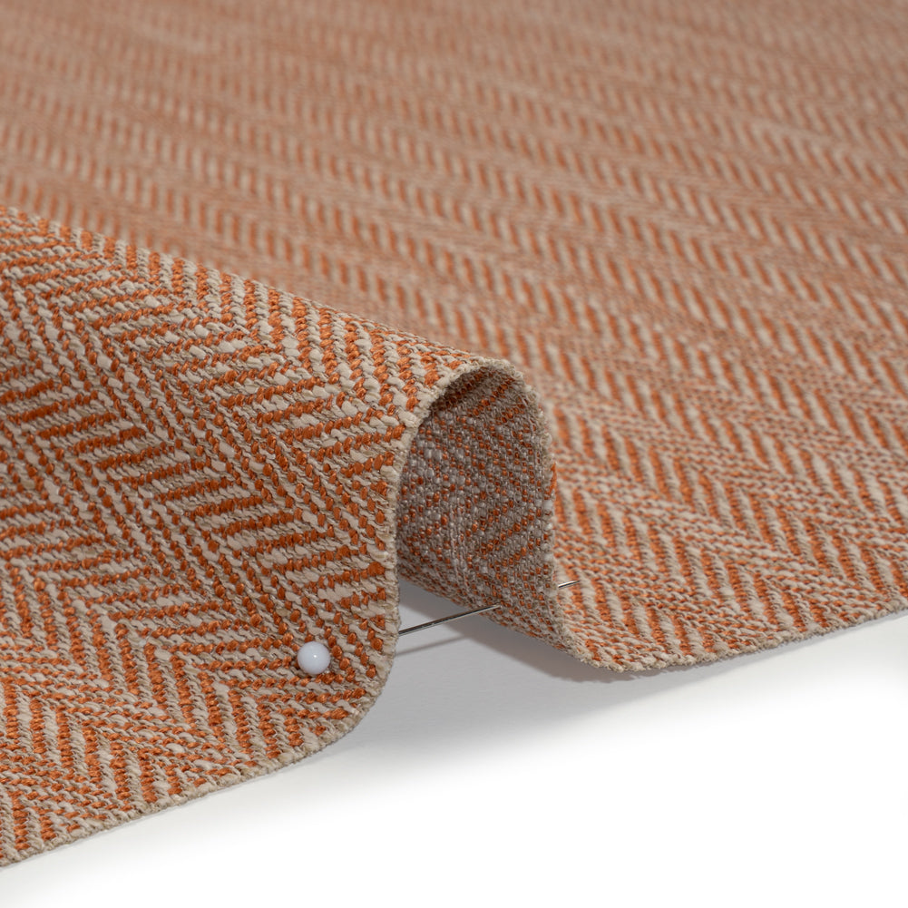 Recycled Polyester Home Decor Twill - Papaya Herringbone - British Imported - Detail Recycled Polyester Home Decor Twill - Papaya Herringbone - British Imported - Detail