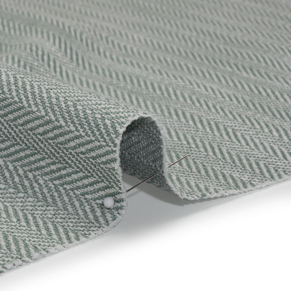 Recycled Polyester Home Decor Twill - Seafoam Herringbone - British Imported - Detail Recycled Polyester Home Decor Twill - Seafoam Herringbone - British Imported - Detail