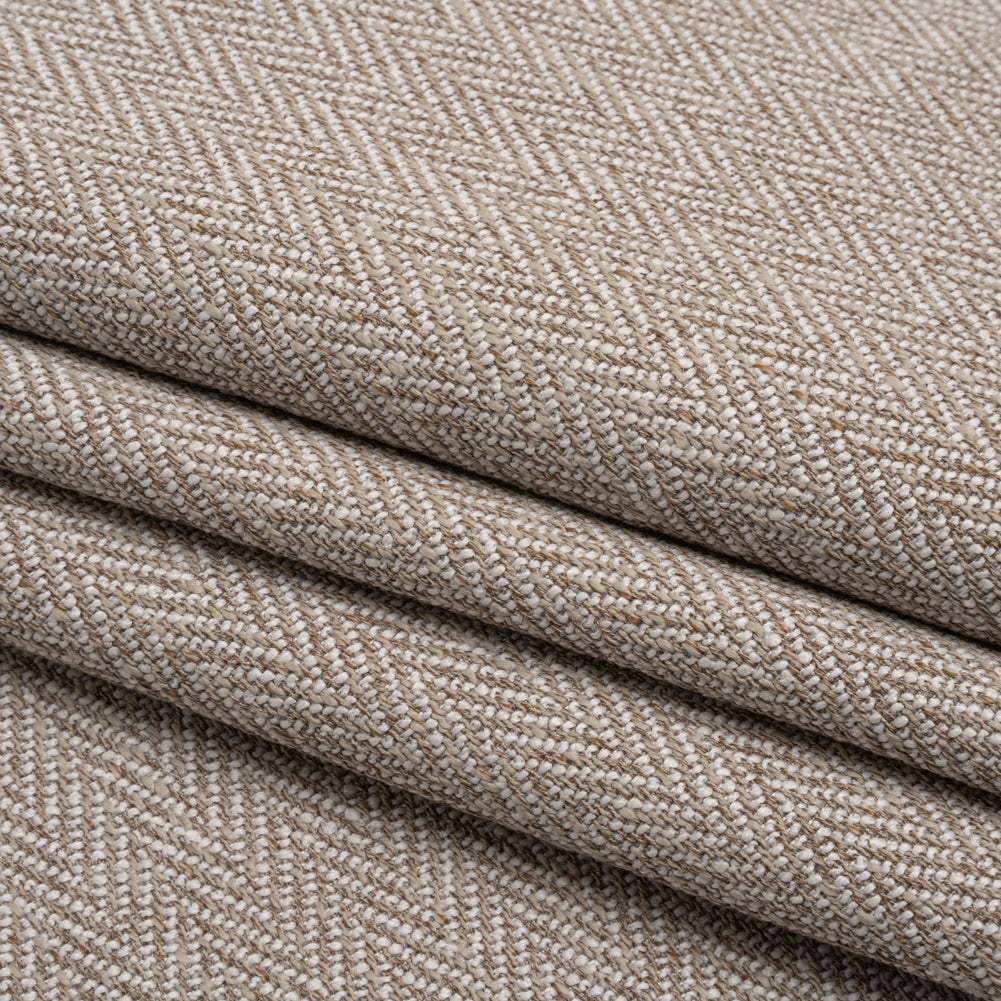 Recycled Polyester Home Decor Twill - Taupe Herringbone - British Imported - Folded Recycled Polyester Home Decor Twill - Taupe Herringbone - British Imported - Folded