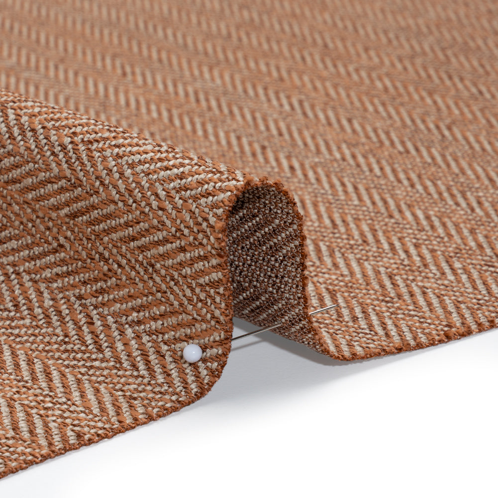 Recycled Polyester Home Decor Twill - Terracotta Herringbone - British Imported - Detail Recycled Polyester Home Decor Twill - Terracotta Herringbone - British Imported - Detail